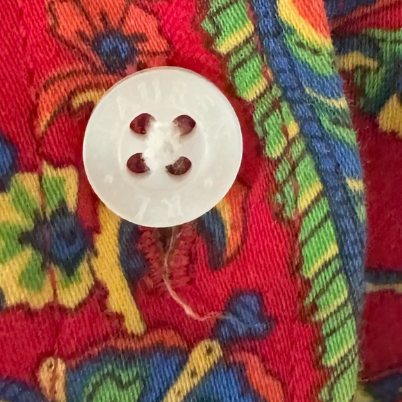 Lauren by Ralph Lauren Red Paisley Button Down Quarter Sleeve Blouse Size MP - Picture 7 of 7